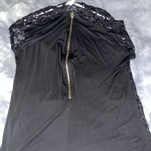 Black zip front blouse